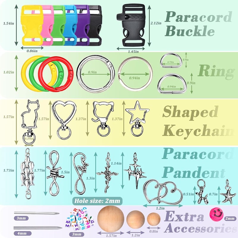 WEREWOLVES Paracord Bracelet Jig Kit - 4MM, 3MM, 2MM Parachute Combo Kit, 10FT Rope Complete Accessories and Paracord Jig Bracelet Maker (Colorful, 10FT-35 Color) - Image 3